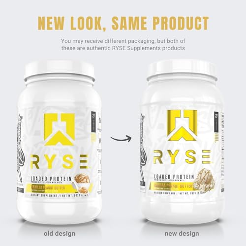 RYSE Up Supplements Loaded Protein Powder | 25g Whey Protein Isolate & Concentrate | with Prebiotic Fiber & MCTs | Low Carbs & Low Sugar | 27 Servings (Peanut Butter Cup)