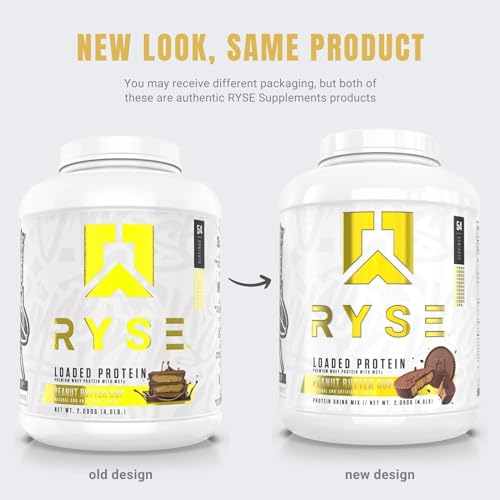 RYSE Up Supplements Loaded Protein Powder | 25g Whey Protein Isolate & Concentrate | with Prebiotic Fiber & MCTs | Low Carbs & Low Sugar | 27 Servings (Peanut Butter Cup)