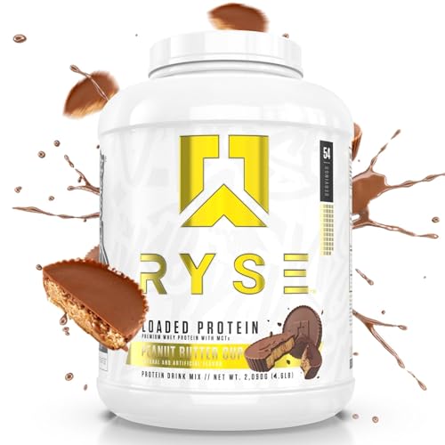 RYSE Up Supplements Loaded Protein Powder | 25g Whey Protein Isolate & Concentrate | with Prebiotic Fiber & MCTs | Low Carbs & Low Sugar | 27 Servings (Peanut Butter Cup)