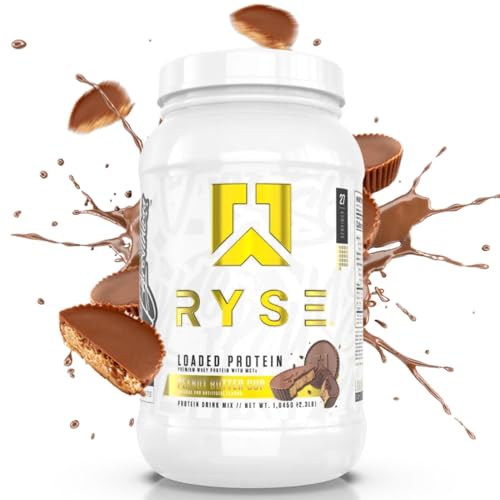 RYSE Up Supplements Loaded Protein Powder | 25g Whey Protein Isolate & Concentrate | with Prebiotic Fiber & MCTs | Low Carbs & Low Sugar | 27 Servings (Peanut Butter Cup)