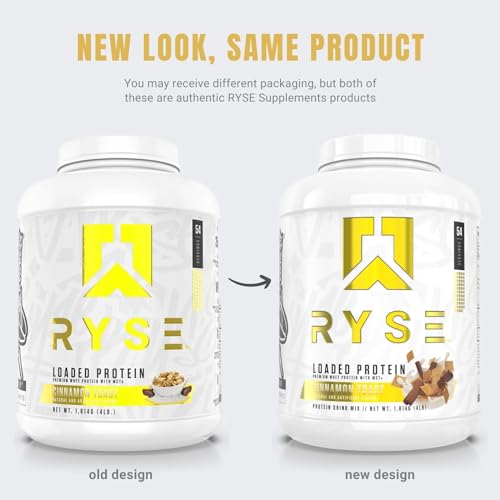 RYSE Up Supplements Loaded Protein Powder | 25g Whey Protein Isolate & Concentrate | with Prebiotic Fiber & MCTs | Low Carbs & Low Sugar | 27 Servings (Peanut Butter Cup)