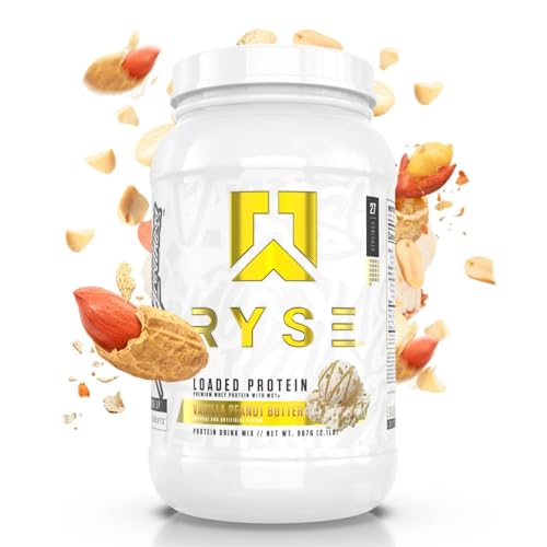 RYSE Up Supplements Loaded Protein Powder | 25g Whey Protein Isolate & Concentrate | with Prebiotic Fiber & MCTs | Low Carbs & Low Sugar | 27 Servings (Peanut Butter Cup)