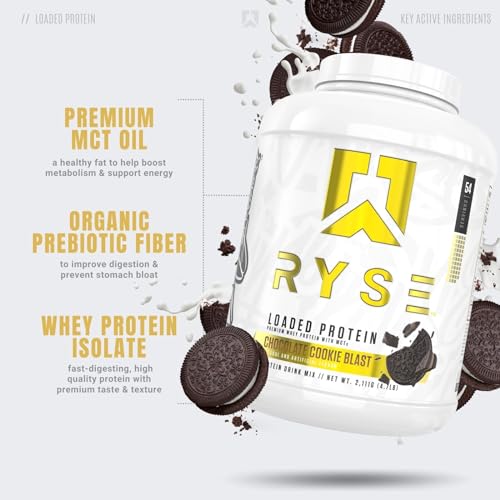 RYSE Up Supplements Loaded Protein Powder | 25g Whey Protein Isolate & Concentrate | with Prebiotic Fiber & MCTs | Low Carbs & Low Sugar | 27 Servings (Peanut Butter Cup)