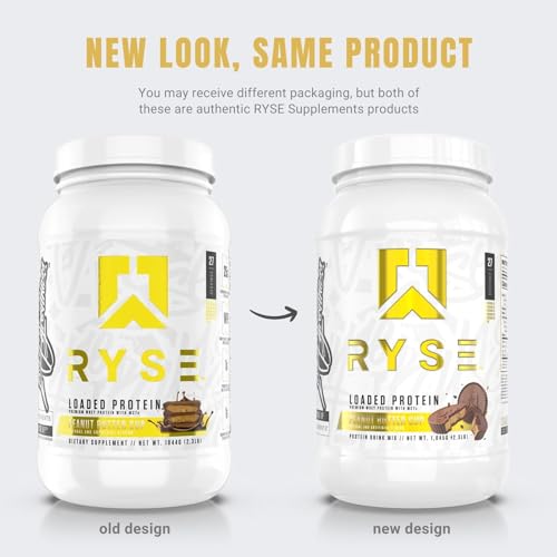 RYSE Up Supplements Loaded Protein Powder | 25g Whey Protein Isolate & Concentrate | with Prebiotic Fiber & MCTs | Low Carbs & Low Sugar | 27 Servings (Peanut Butter Cup)