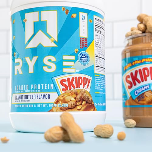 RYSE Up Supplements Loaded Protein Powder | 25g Whey Protein Isolate & Concentrate | with Prebiotic Fiber & MCTs | Low Carbs & Low Sugar | 27 Servings (Peanut Butter Cup)
