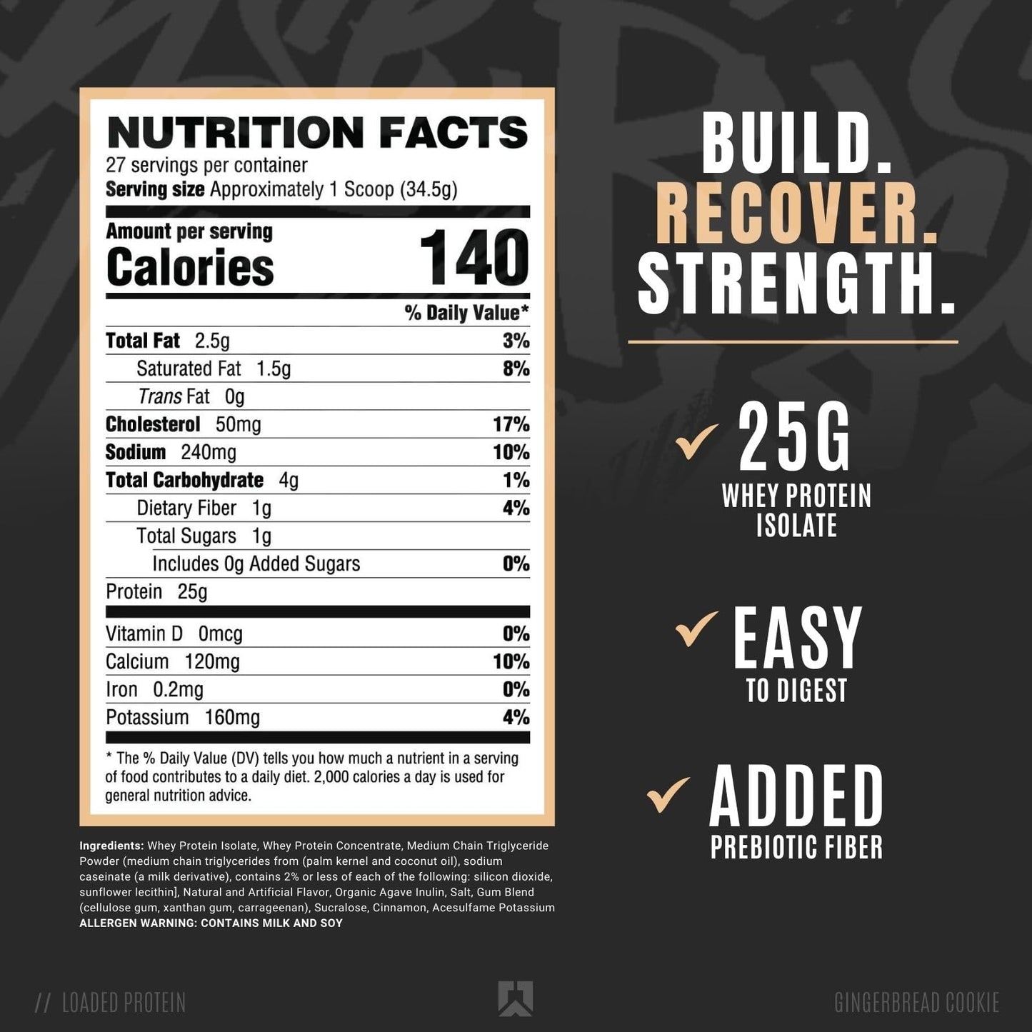 RYSE Up Supplements Loaded Protein Powder | 25g Whey Protein Isolate & Concentrate | with Prebiotic Fiber & MCTs | Low Carbs & Low Sugar | 27 Servings (Peanut Butter Cup)