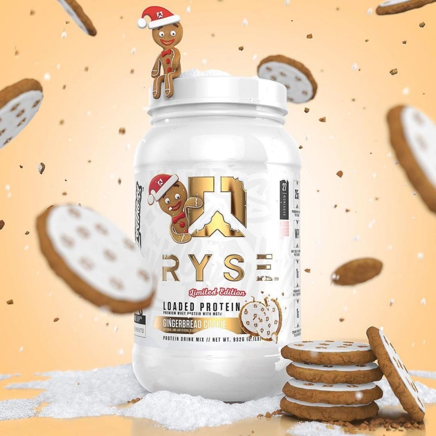 RYSE Up Supplements Loaded Protein Powder | 25g Whey Protein Isolate & Concentrate | with Prebiotic Fiber & MCTs | Low Carbs & Low Sugar | 27 Servings (Peanut Butter Cup)