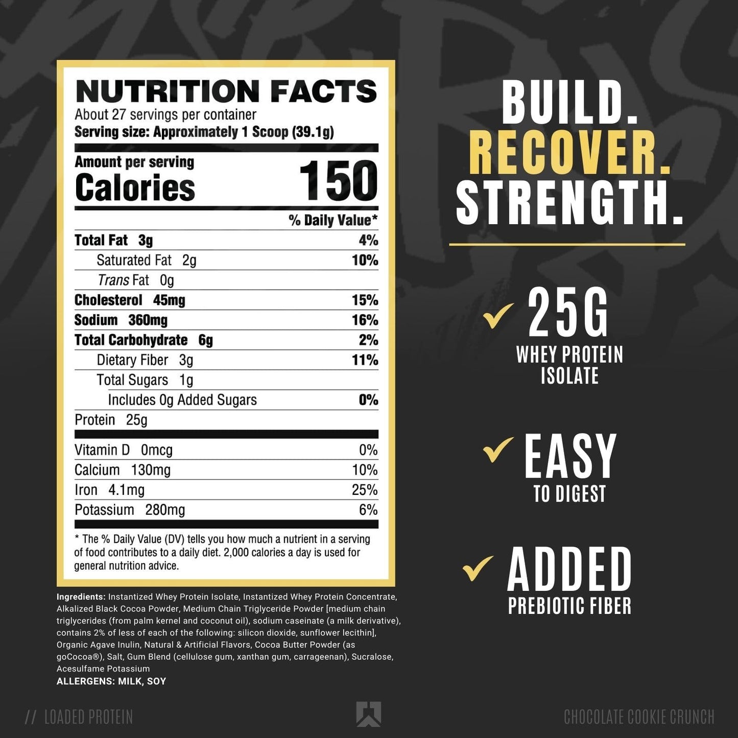 RYSE Up Supplements Loaded Protein Powder | 25g Whey Protein Isolate & Concentrate | with Prebiotic Fiber & MCTs | Low Carbs & Low Sugar | 27 Servings (Peanut Butter Cup)
