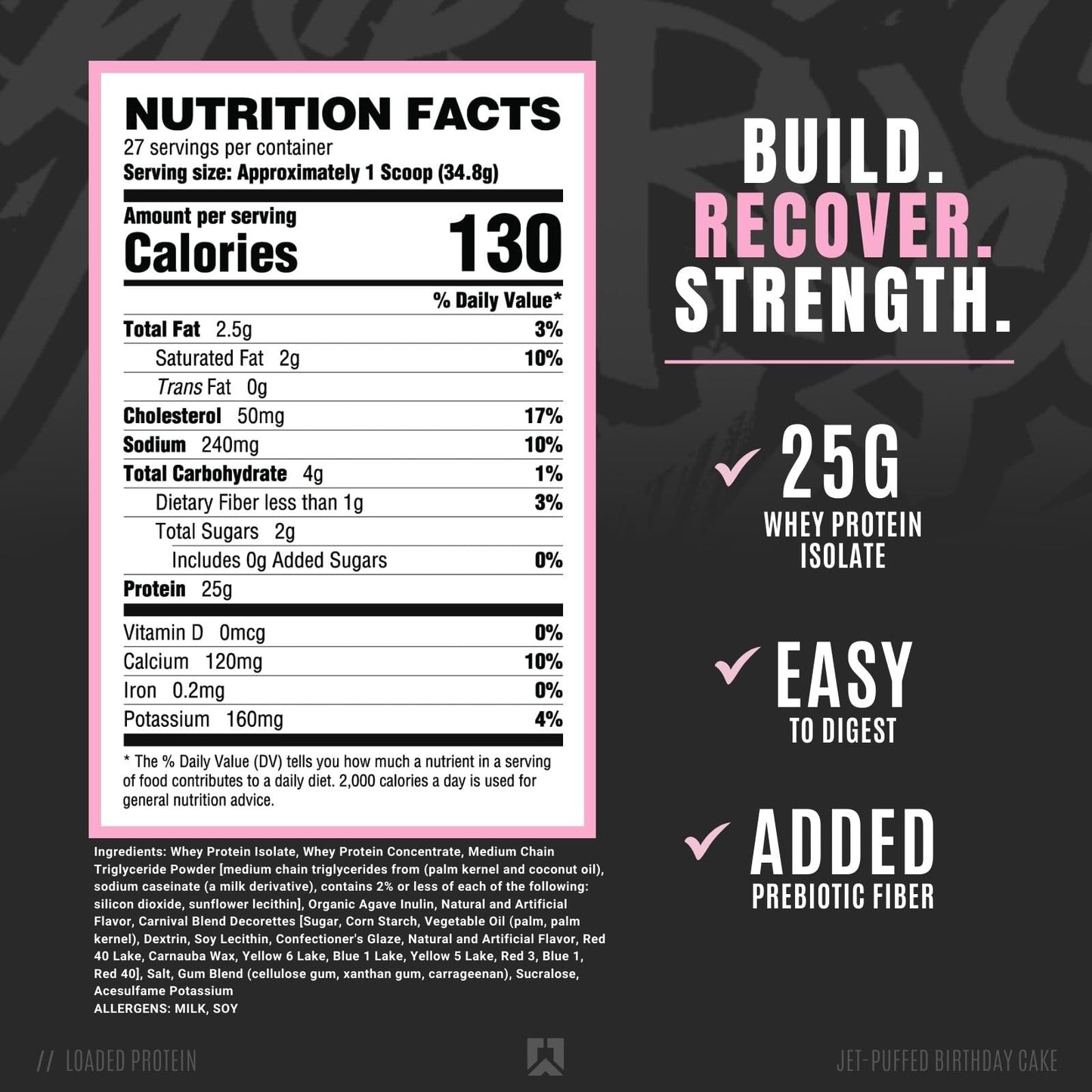 RYSE Up Supplements Loaded Protein Powder | 25g Whey Protein Isolate & Concentrate | with Prebiotic Fiber & MCTs | Low Carbs & Low Sugar | 27 Servings (Peanut Butter Cup)