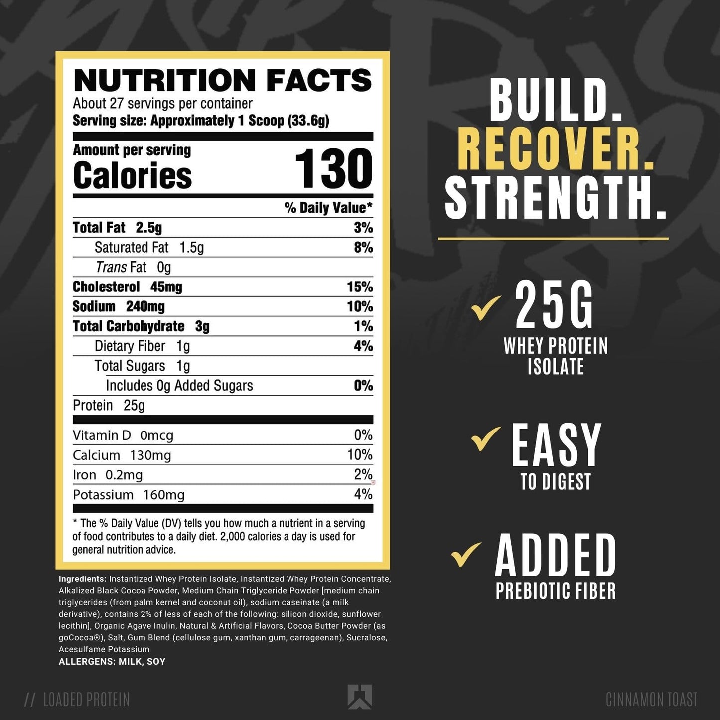 RYSE Up Supplements Loaded Protein Powder | 25g Whey Protein Isolate & Concentrate | with Prebiotic Fiber & MCTs | Low Carbs & Low Sugar | 27 Servings (Peanut Butter Cup)