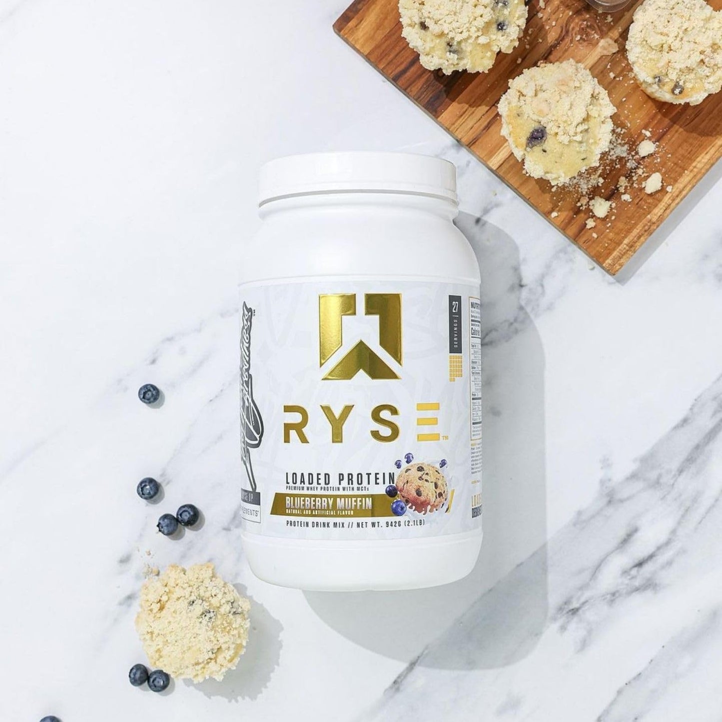 RYSE Up Supplements Loaded Protein Powder | 25g Whey Protein Isolate & Concentrate | with Prebiotic Fiber & MCTs | Low Carbs & Low Sugar | 27 Servings (Peanut Butter Cup)