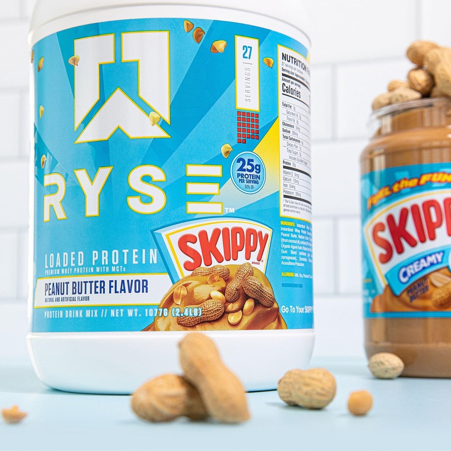 RYSE Up Supplements Loaded Protein Powder | 25g Whey Protein Isolate & Concentrate | with Prebiotic Fiber & MCTs | Low Carbs & Low Sugar | 27 Servings (Peanut Butter Cup)